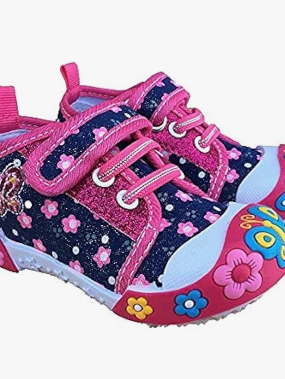 Enari Kids Pink & Navy Floral Light-Up Sneakers